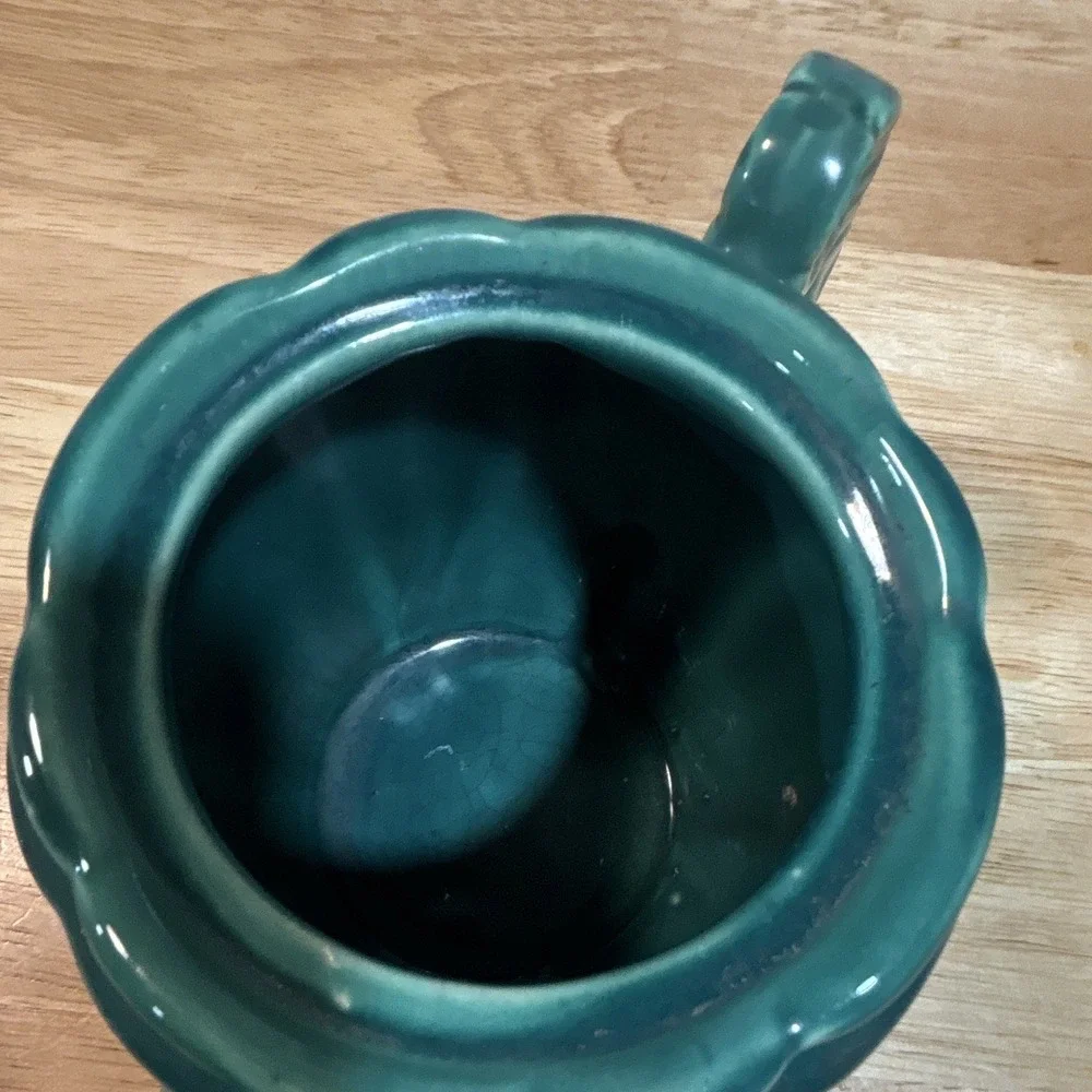 Shawnee Pottery Rosette Green Glossy Ceramic Teapot w/ Lid Included Handles